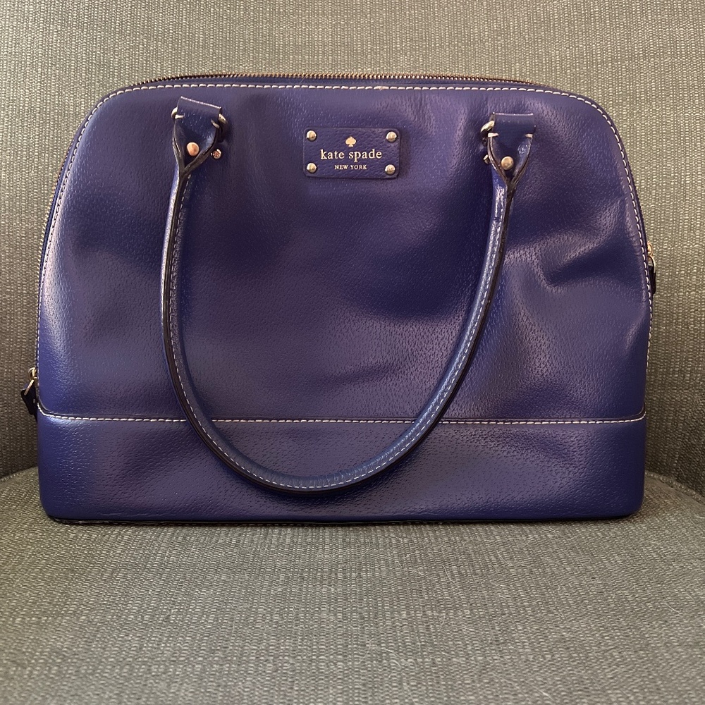 Royal Blue Kate Spade hard leather handbag